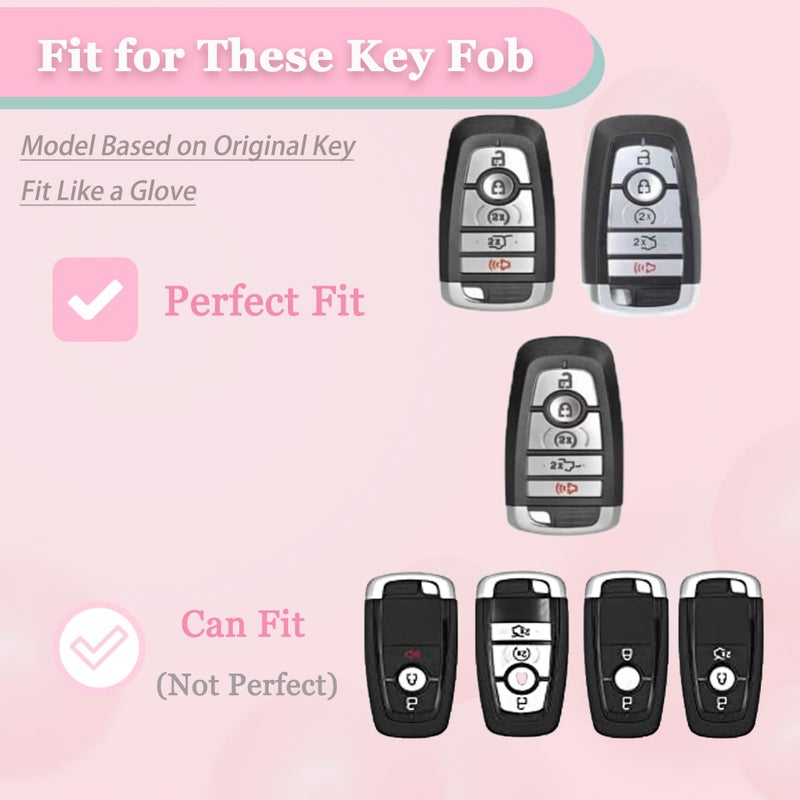 JAMCARI for Ford Key Fob Cover with Keychain, Soft TPU Key Case Shell for F150 F250 F350 Mustang Bronco Explorer Escape Edge Expedition Maverick Ranger Lincoln Smart Remote Key(Pink) - Image 2