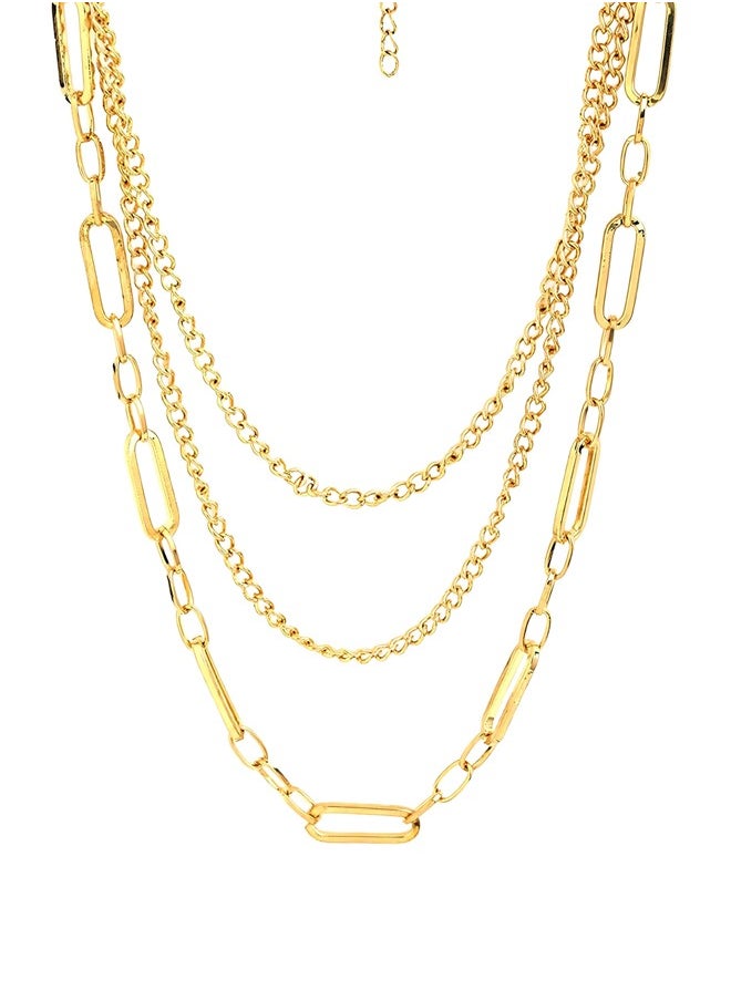 Just Peachy Gold-Plated Layered Chain Necklace by Just Peachy – Elegant Multi-Layer Design – High-Quality Durable Finish – Adjustable Length – Perfect for Any Occasion – Stylish Gift Idea  - Image 1