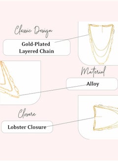 Just Peachy Gold-Plated Layered Chain Necklace by Just Peachy – Elegant Multi-Layer Design – High-Quality Durable Finish – Adjustable Length – Perfect for Any Occasion – Stylish Gift Idea  - Image 4