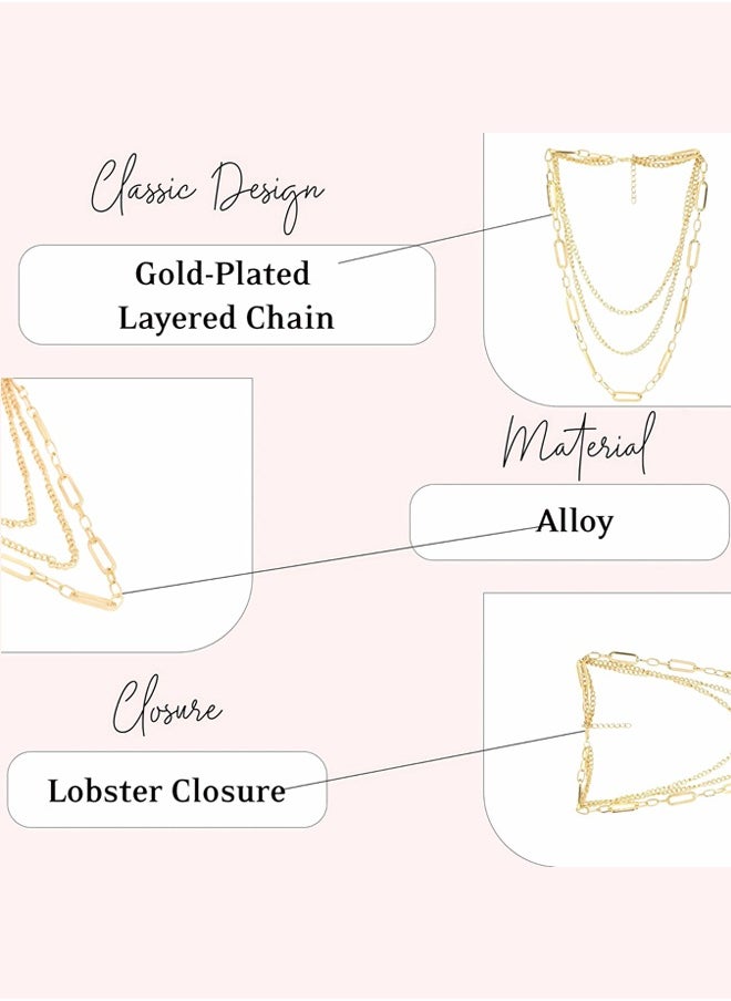 Just Peachy Gold-Plated Layered Chain Necklace by Just Peachy – Elegant Multi-Layer Design – High-Quality Durable Finish – Adjustable Length – Perfect for Any Occasion – Stylish Gift Idea  - Image 4