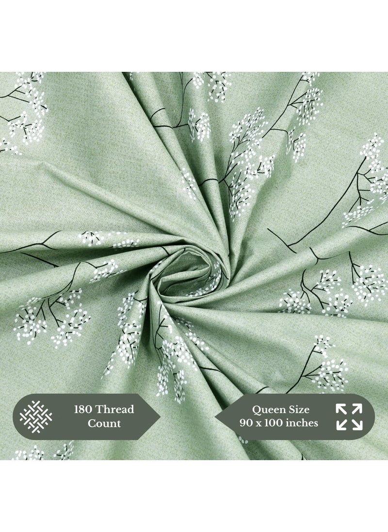 Jaipur Weaves Jaipur Weaves Bedsheet Queen Size 100 Pure Cotton Bed Sheet with 2 Pillow Covers Super Soft Cozy Bedsheets Set90x100 inches Green Queen  - Image 4