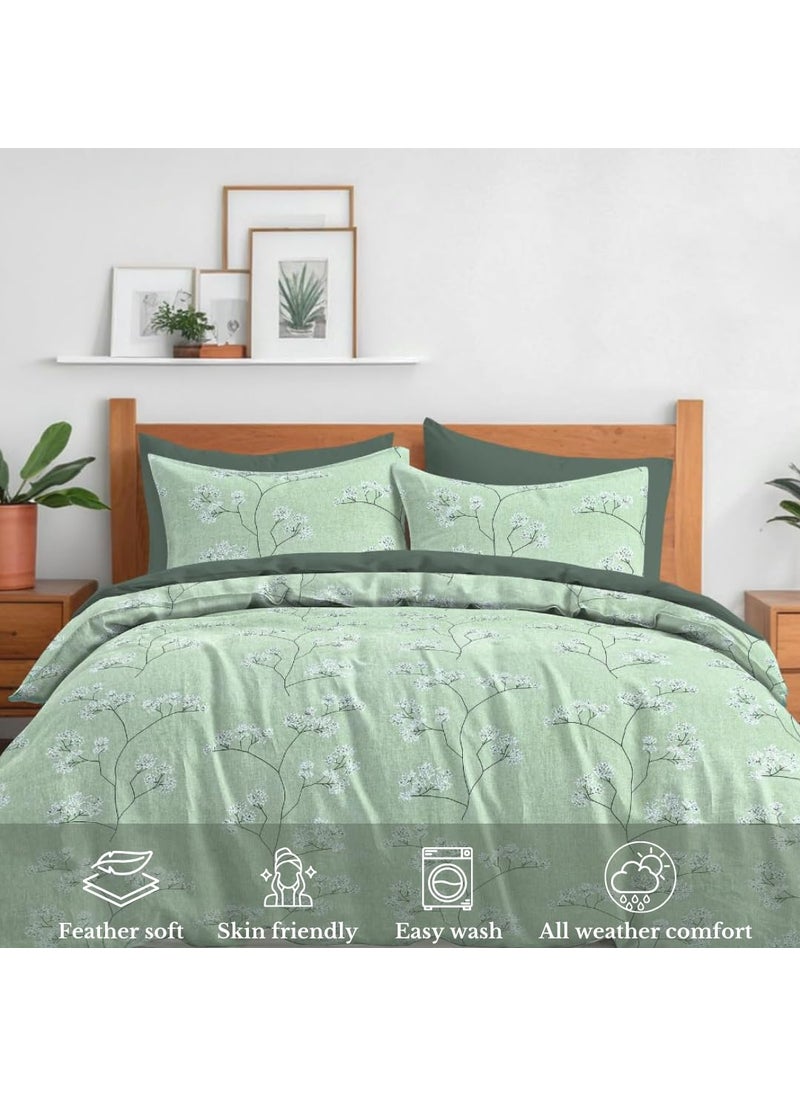 Jaipur Weaves Jaipur Weaves Bedsheet Queen Size 100 Pure Cotton Bed Sheet with 2 Pillow Covers Super Soft Cozy Bedsheets Set90x100 inches Green Queen  - Image 3