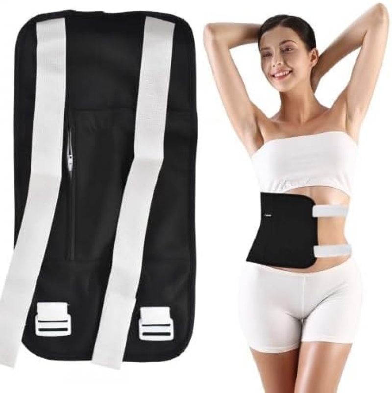 Organic cotton waist and neck castor compress bag (black) adjustable compress set, maintain liver and stomach, help sleep and te circulation - Image 1