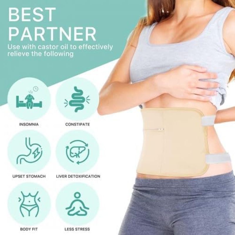 Organic cotton waist and neck castor compress bag (black) adjustable compress set, maintain liver and stomach, help sleep and te circulation - Image 4