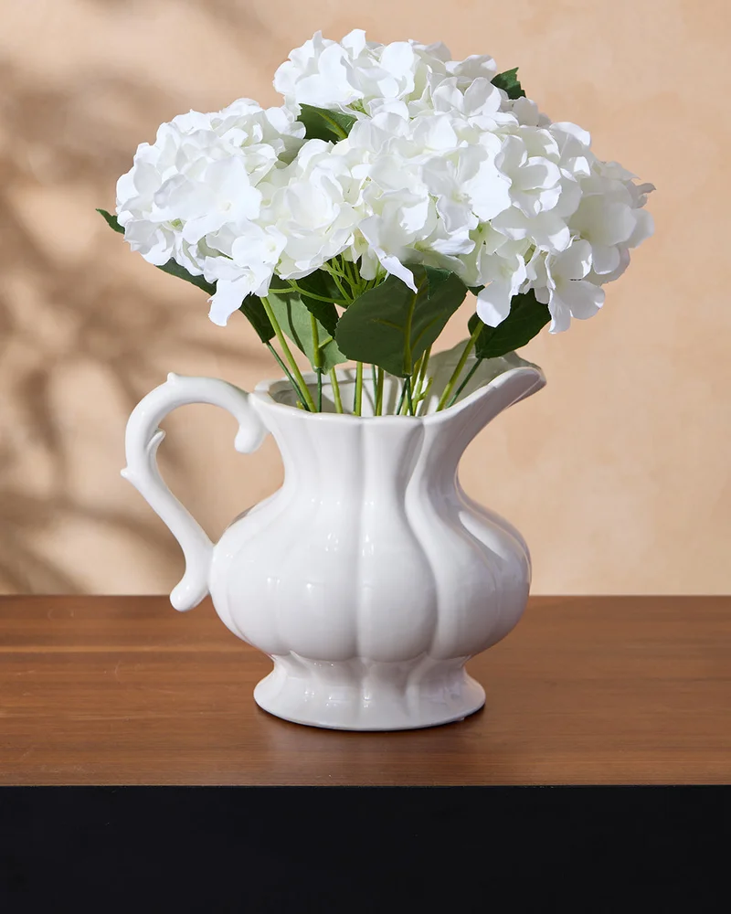 REDTAG White Hydrangea In Ceramic Vase