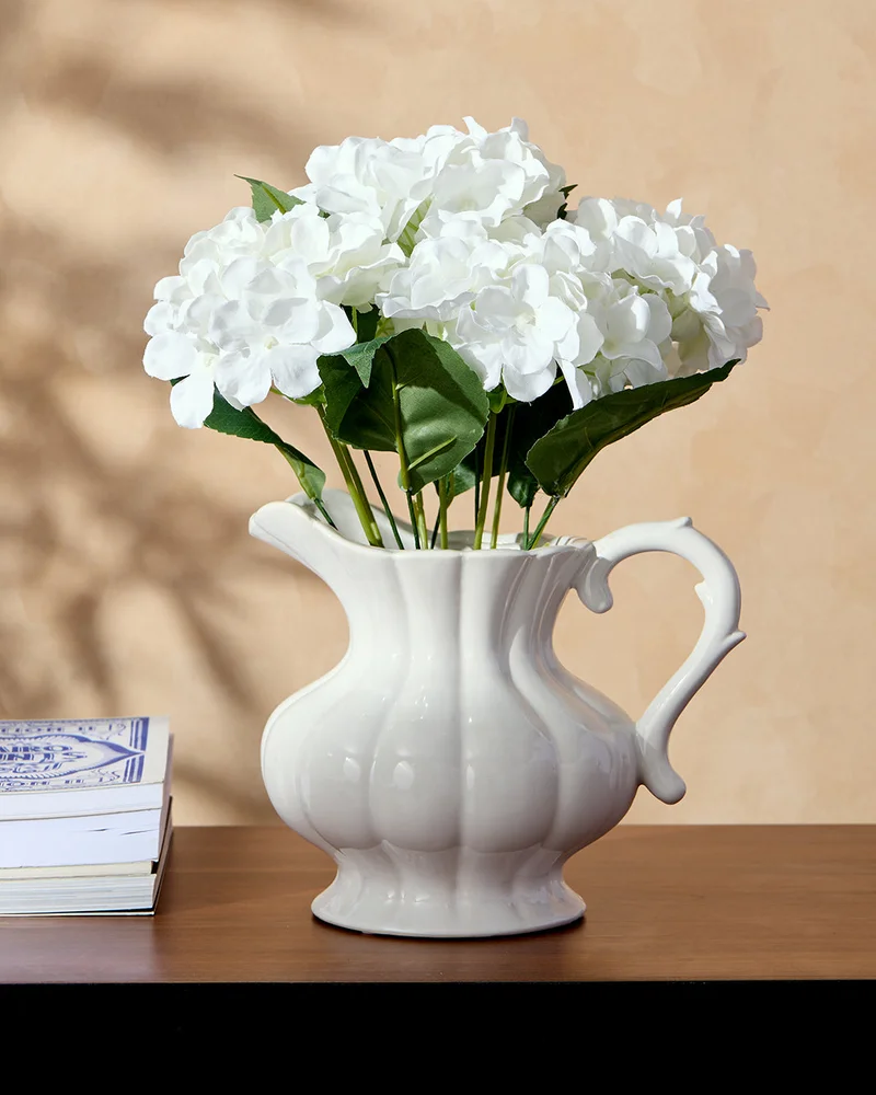 REDTAG White Hydrangea In Ceramic Vase