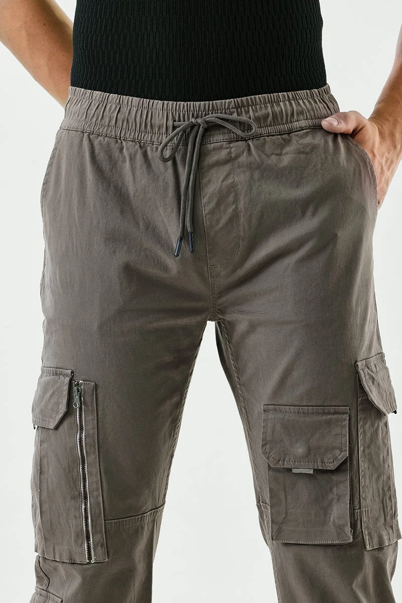 SNITCH Grey Seven Pocket Cargo Joggers for Men | Best Price UAE