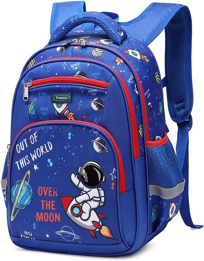 Frantic Polyester Waterproof 26 L School Backpack and Bag Daypack Picnic Bag For Boys & Girls(4Zipper_Blue_Moon_Print) - Image 5