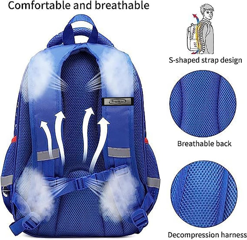 Frantic Polyester Waterproof 26 L School Backpack and Bag Daypack Picnic Bag For Boys & Girls(4Zipper_Blue_Moon_Print) - Image 3