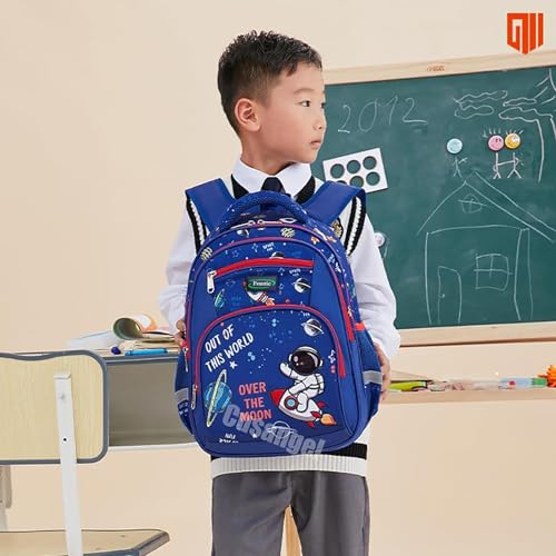 Frantic Polyester Waterproof 26 L School Backpack and Bag Daypack Picnic Bag For Boys & Girls(4Zipper_Blue_Moon_Print) - Image 4