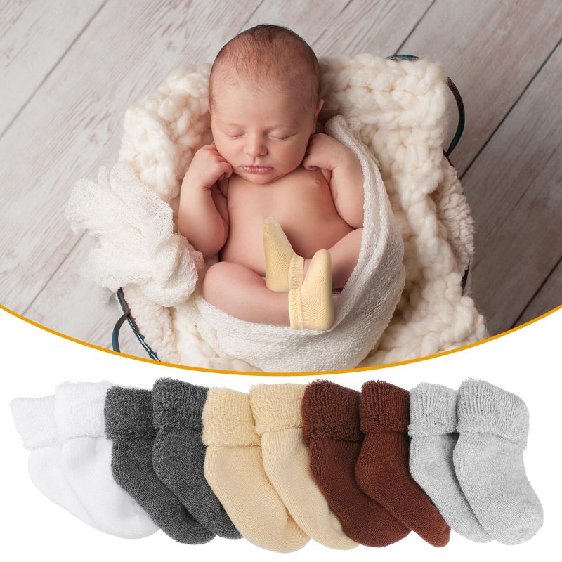 Twistover 10 Pairs Preemie Baby Terry Cotton Turn Cuff Socks for Newborn Girls Boys - Nicu(Multicolor,Preemie) - Image 2