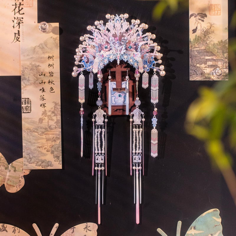 Mu 3D Metal Puzzle Beijing Opera Crown Fridge Magnet Models Kits Building 3D Wooden Puzzles  Diy Refrigerator Magnet Craft Work Miniature Building  Birthday Gifts Home Office Room Decor - Image 4