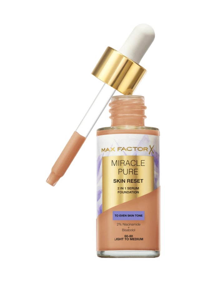 Max Factor Miracle Pure 2In1 Skin Reset Serum Foundation - 60-80 - Light To Medium, 30Ml - Image 1