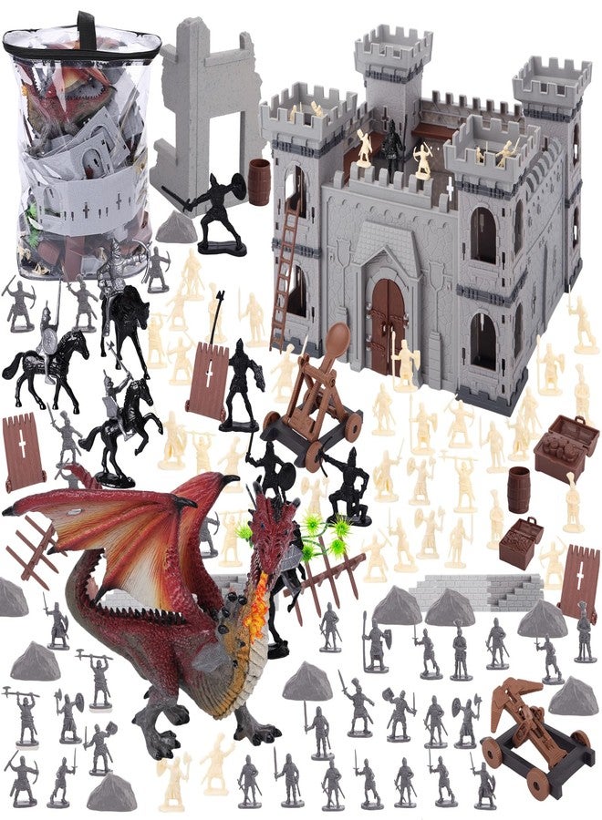 LovesTown 241PCS Medieval Dragon Toy Set, Assembled Castle Toys Knight Warrior Figures Medieval Knights for Kids Birthday - Image 1
