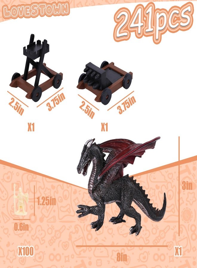 LovesTown 241PCS Medieval Dragon Toy Set, Assembled Castle Toys Knight Warrior Figures Medieval Knights for Kids Birthday - Image 3