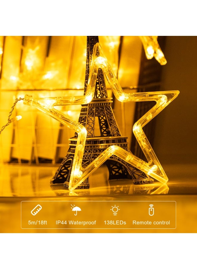 LED Curtain Lights,Outdoor Decorative String Lights,Star & Moon String Lights, Warm White Decorative Night Light for Window, Kids' Bedroom, Patio, Porch, Camping & Guest Room - Image 4