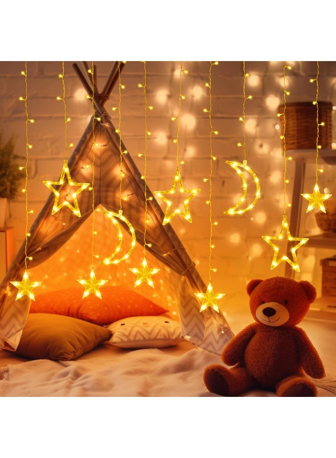 LED Curtain Lights,Outdoor Decorative String Lights,Star & Moon String Lights, Warm White Decorative Night Light for Window, Kids' Bedroom, Patio, Porch, Camping & Guest Room - Image 3
