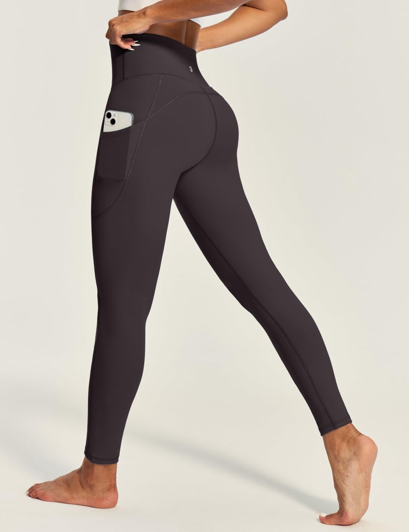 IUGA Fleece Lined Leggings Women Thermal Leggings for Women Winter Warm Tights High Waisted Hiking Yoga Pants with Pockets(Coffee, M) - Image 1