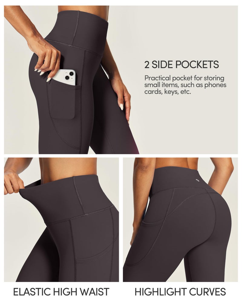 IUGA Fleece Lined Leggings Women Thermal Leggings for Women Winter Warm Tights High Waisted Hiking Yoga Pants with Pockets(Coffee, M) - Image 3