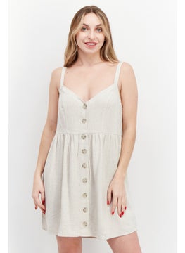Women Plain Mini Dress, Beige