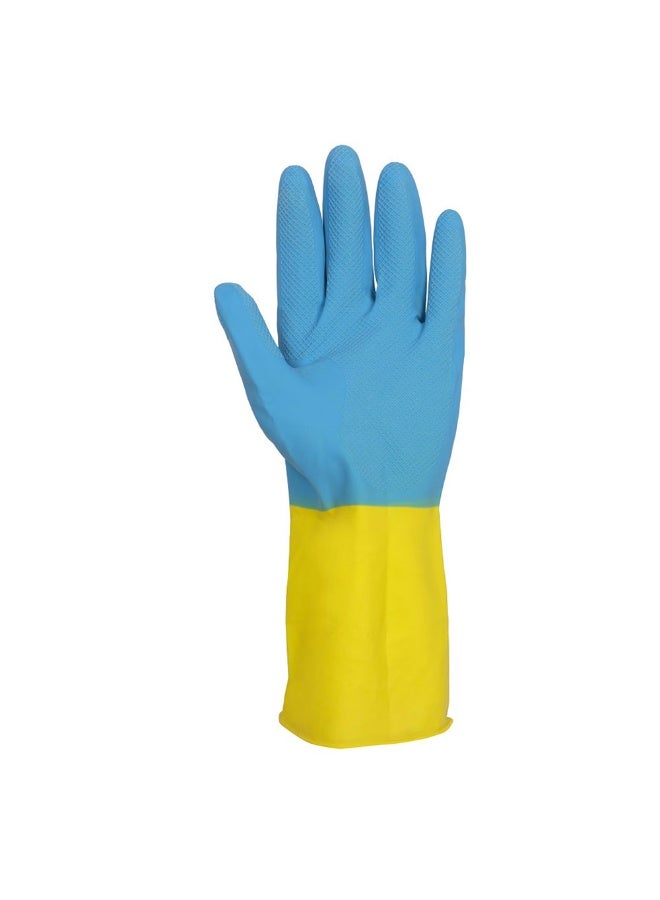 Vaultex Vaultex NEP Latex Rubber gloves Length 33CM Color Blue & Yellow, Size L, 1Pair/Pack  - Image 2