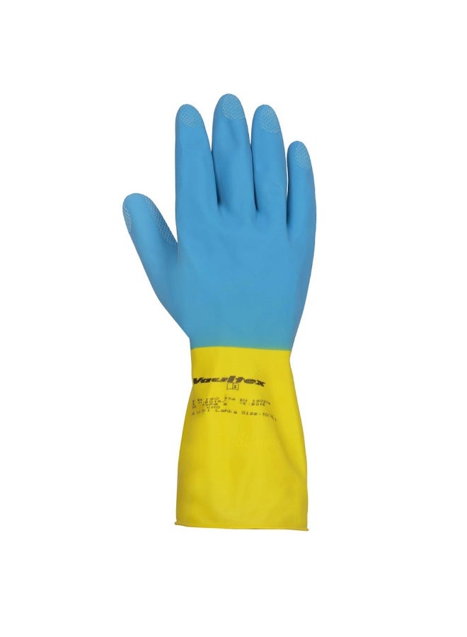 Vaultex Vaultex NEP Latex Rubber gloves Length 33CM Color Blue & Yellow, Size L, 1Pair/Pack  - Image 1