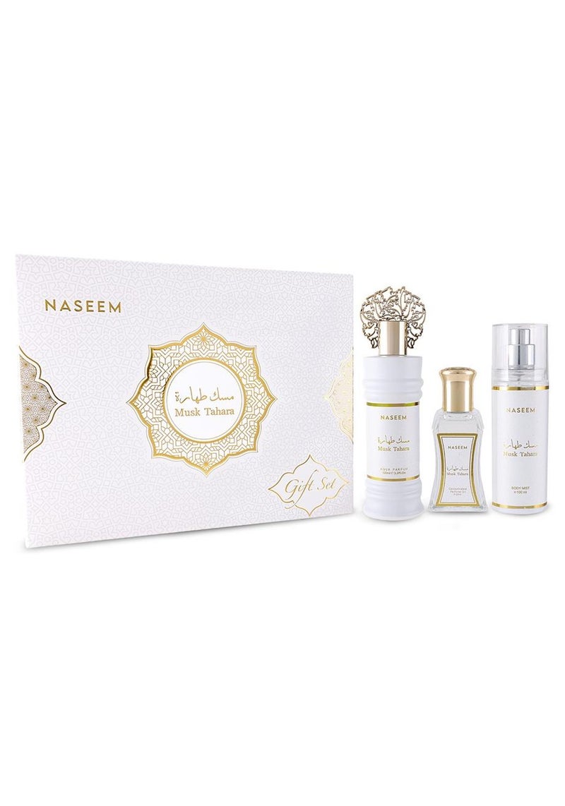 Naseem Musk Tahara Premium Gift Set for Women – Eau De Parfum, Roll-On & Body Mist