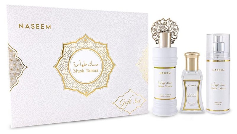 Naseem Musk Tahara Premium Gift Set for Women – Eau De Parfum, Roll-On & Body Mist