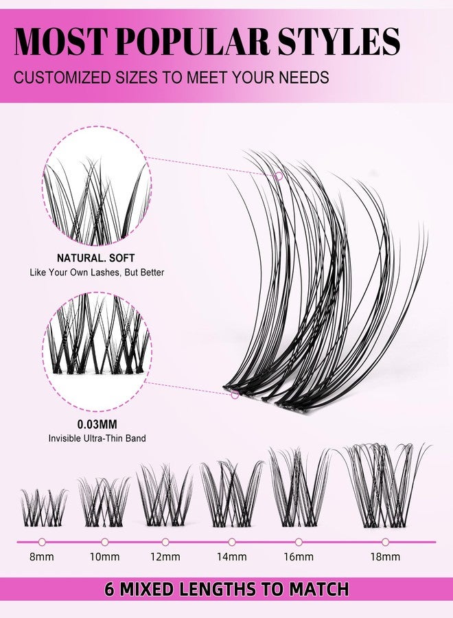 AGGRAD Magic Lash Clusters Kit 8-18mm Volume Wispy Fluffy Eyelashes Cluster Extension Kit D Curl Individual DIY Fake Lashes Extension Kit with Lash Bond and Seal Waterproof False Eyelashes Clusters Kit - Image 2
