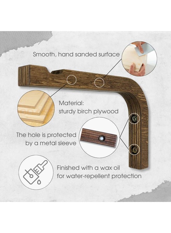 EvenWood 2-Piece Set of Plant Hooks for Wall - Mounted Wooden Plant Hook - Indoor and Outdoor Bracket Plant Hanger for Planters, Lanterns, Bird Feeders, Patio Decorations (Walnut) - Image 4