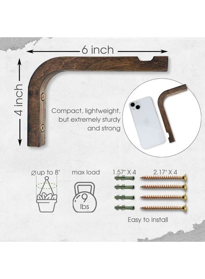 EvenWood 2-Piece Set of Plant Hooks for Wall - Mounted Wooden Plant Hook - Indoor and Outdoor Bracket Plant Hanger for Planters, Lanterns, Bird Feeders, Patio Decorations (Walnut) - Image 3