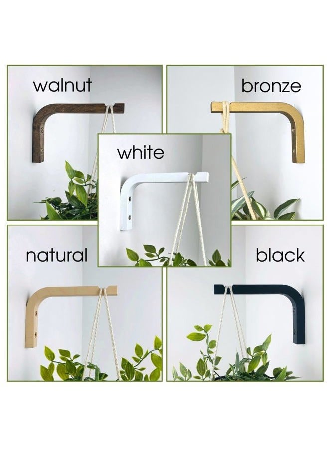 EvenWood 2-Piece Set of Plant Hooks for Wall - Mounted Wooden Plant Hook - Indoor and Outdoor Bracket Plant Hanger for Planters, Lanterns, Bird Feeders, Patio Decorations (Walnut) - Image 2