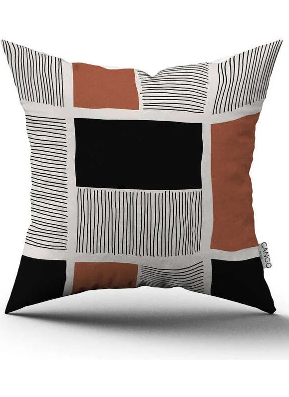 Cango Home Brown Black Bohemian Scandinavian Digital Printed Throw Pillow Cover CGH1229