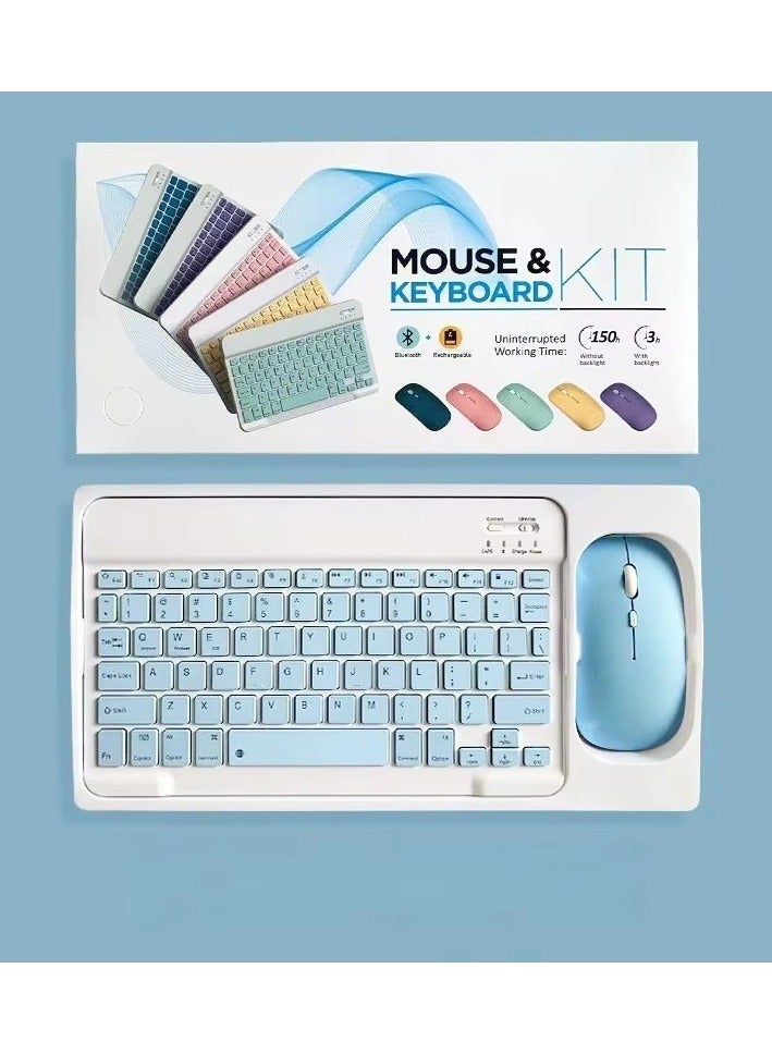 Rechargeable Wireless Keyboard and Mouse Kit(SKY BLUE) – Multi-Device Compatible with iOS, Android, Windows – Quiet Scissor Switch Keys, Long Battery Life, Fast Charging – Ideal for Tablets, Laptops, and Smartphones - Image 1