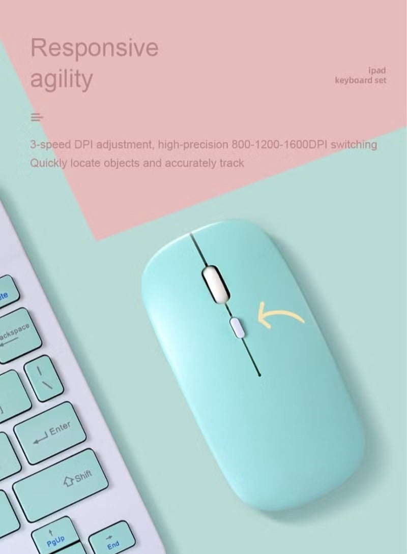 Rechargeable Wireless Keyboard and Mouse Kit(SKY BLUE) – Multi-Device Compatible with iOS, Android, Windows – Quiet Scissor Switch Keys, Long Battery Life, Fast Charging – Ideal for Tablets, Laptops, and Smartphones - Image 2