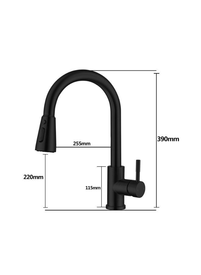 صنبور مطبخ أسود غير لامع، صنبور حوض مطبخ مع رشاش سحب للأسفل بمقبض واحد من الفولاذ المقاوم للصدأ للاستخدام التجاري الحديث لحوض غسيل السيارات الريفية أو البار أو المغسلة بفتحة واحدة أو ثلاث فتحات - Image 2