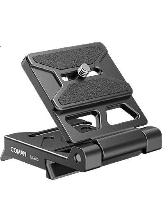 Coman Quick Release Plate Horizontal Vertical Folding Plate Camera Dslr Hydraulic Panoramic Head L-Shaped Vertical Plate Camera Tripod Photography Video Camera Universal Quick Release Plate Compatible - Image 3