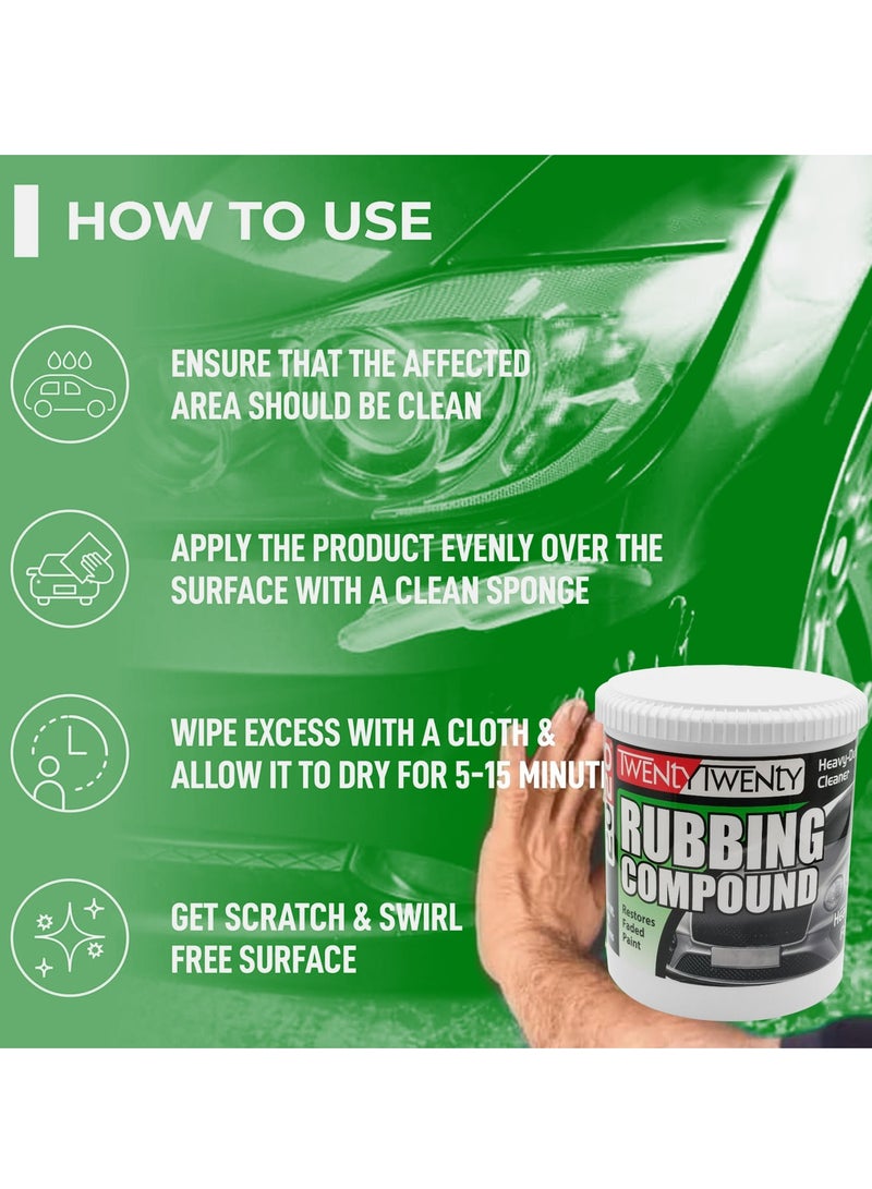 تونتي تونتي مركب فرك TWENTY TWENTY 900 جرام × 3 قطع - منظف قوي للسيارات والدراجات النارية - يزيل الخدوش وعلامات الدوامات والأكسدة وعيوب الطلاء - يعيد الطلاء الباهت، ويمنح لمسة نهائية ناعمة ومظهرًا لامعًا - للاستخدام اليدوي والآلي - منخفض الغبار، خالٍ من السيليكون - Image 4