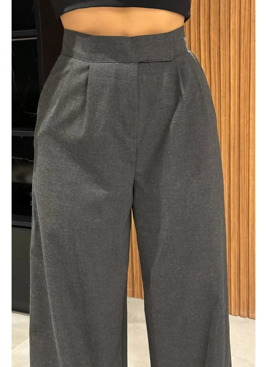Gülseli Women's High Waist Velcro Wide Leg Palazzo Trousers