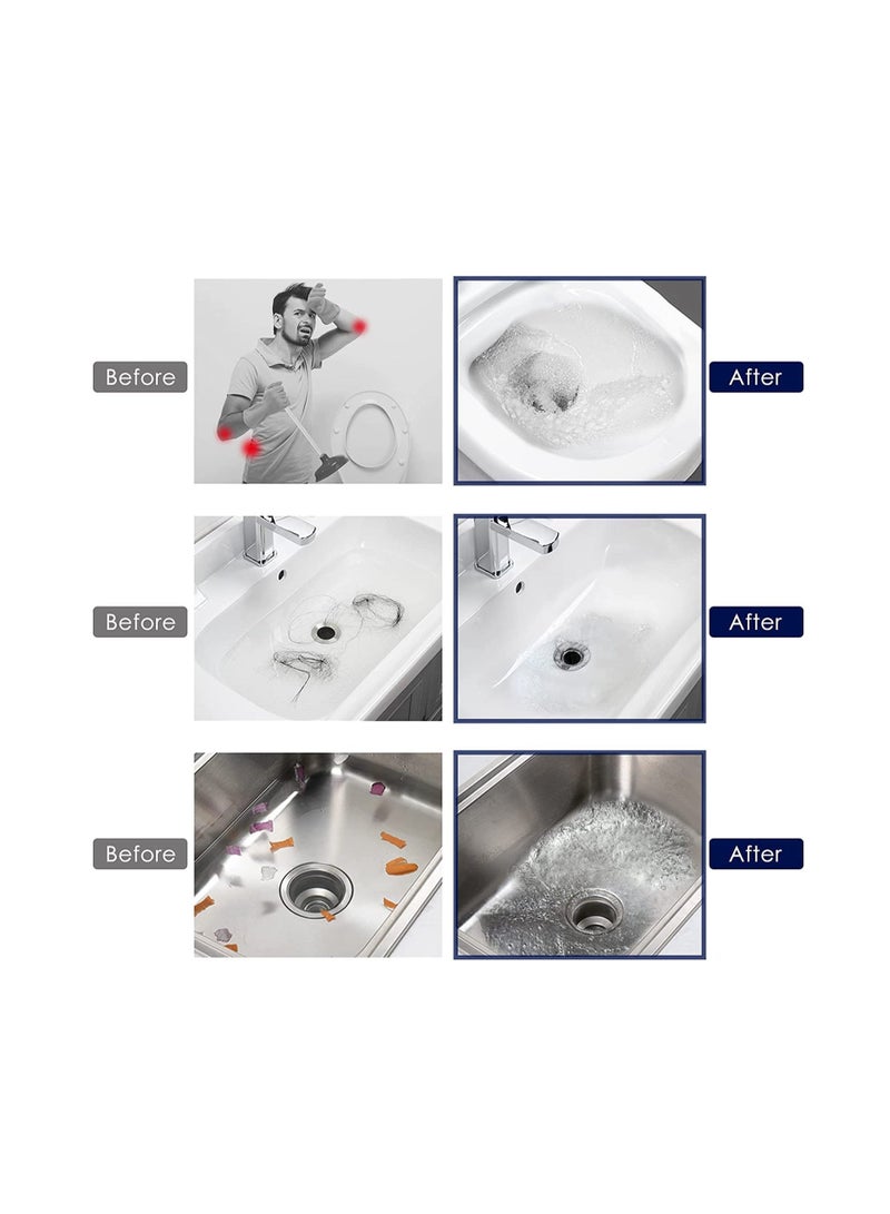 Toilet Plunger, Drain Clog Remover with 4 Sized Suckers, Sewer Dredge Tool, High Pressure Air Drain Blaster Gun, Tub Drain Cleaner Opener, Sink Plunger Cleaner - Image 5