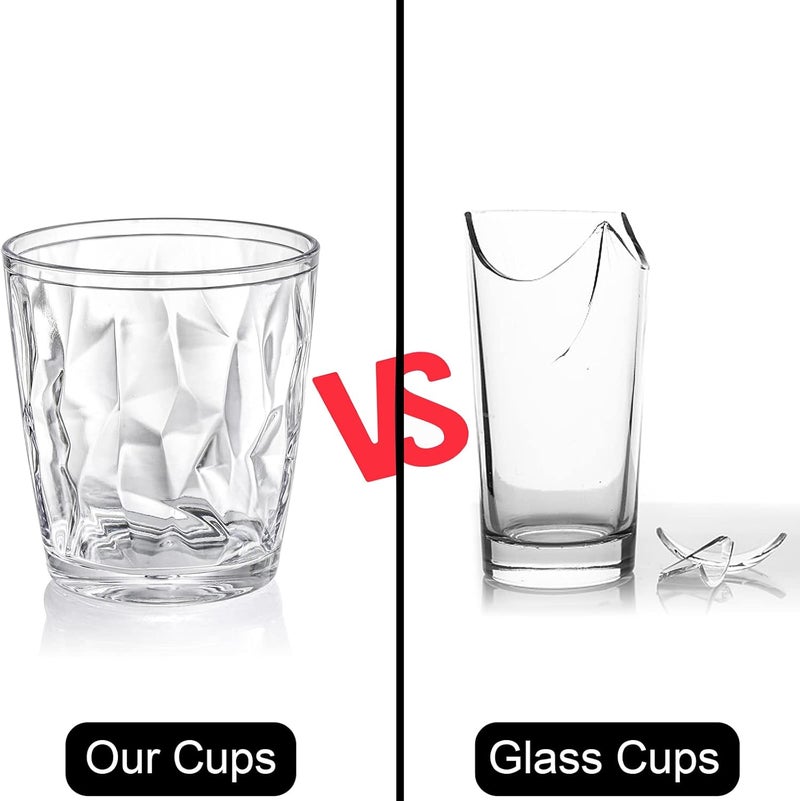 Hedume Set of 8 Plastic Water Tumblers, 4 Pack 500ml and 4 Pack 300ml Transparent Unbreakable Drinking Glasses, Clear Acrylic Reusable Juice Wine Cups Stackable for Home, Picnic Party - Image 2