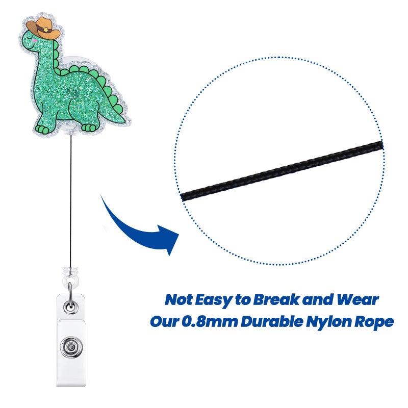 BVIIE Dinosaur Cowboy Funny Badge Reel, RN Badge Buddy, Cute ID Name Work Badge Holder with Retractable Clip Accessories for LPN CNA MA Nurse Doctor Nursing Student and Medical Workers, Nurse Gifts - Image 5