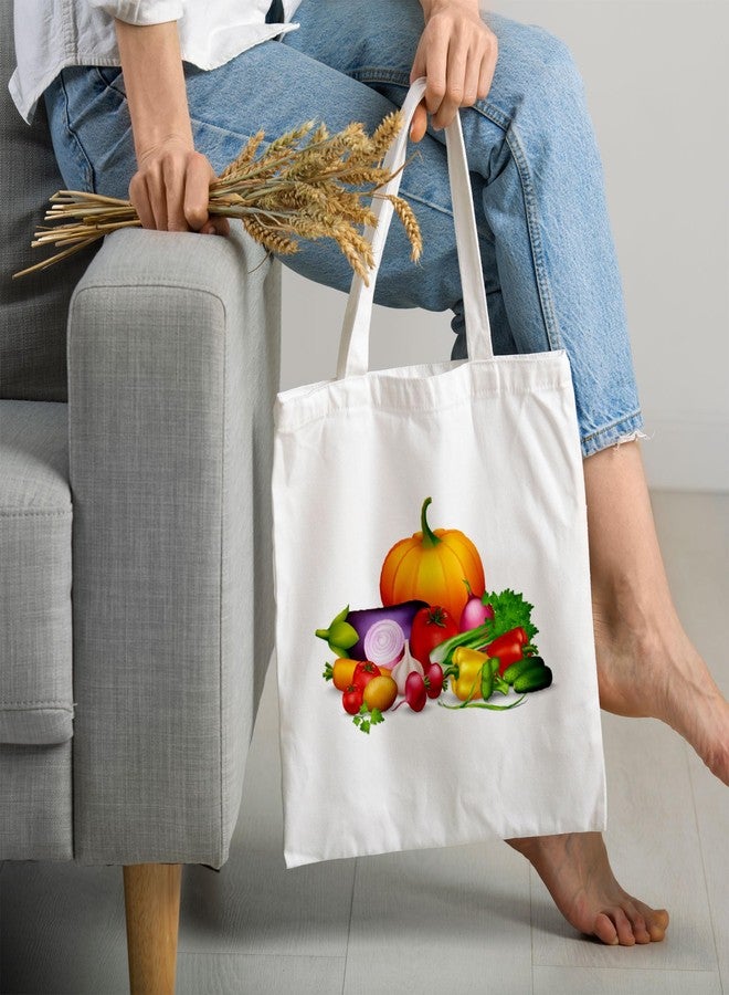 ARTBUG Tote Bag for Women with zip, Aesthetic Canvas tote bag for college girls, office, stylish and reusable - Vegetables - D No - 162 - Image 2