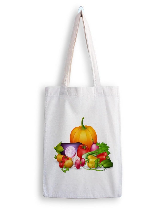 ARTBUG Tote Bag for Women with zip, Aesthetic Canvas tote bag for college girls, office, stylish and reusable - Vegetables - D No - 162 - Image 1
