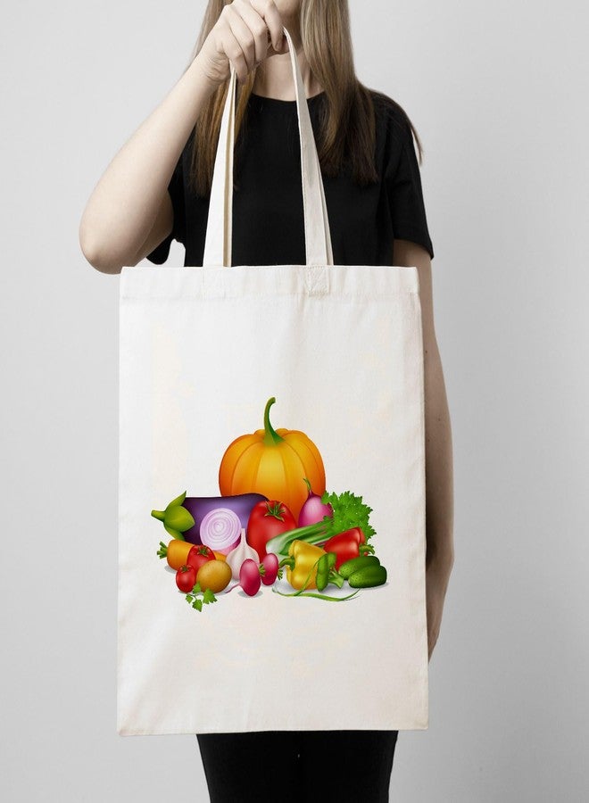 ARTBUG Tote Bag for Women with zip, Aesthetic Canvas tote bag for college girls, office, stylish and reusable - Vegetables - D No - 162 - Image 3