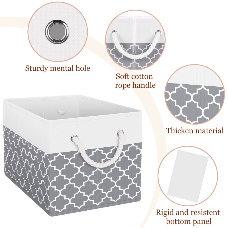 StorageTastic Storage Bin,Collapsible Storage Basket For Organizing,Large Storage Boxes With Rope Handles,Storage Containers,Clover Grey,3 Pack - Image 4