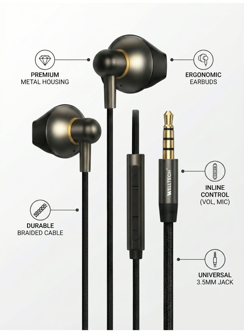 WELLTECH 3.5mm Wired Earphones with Mic Clear Voice Calling Headphones Noise Isolation In Ear Headset for Android iPhone Laptop Gaming Meetings WELLTECH HFD25 - Image 4