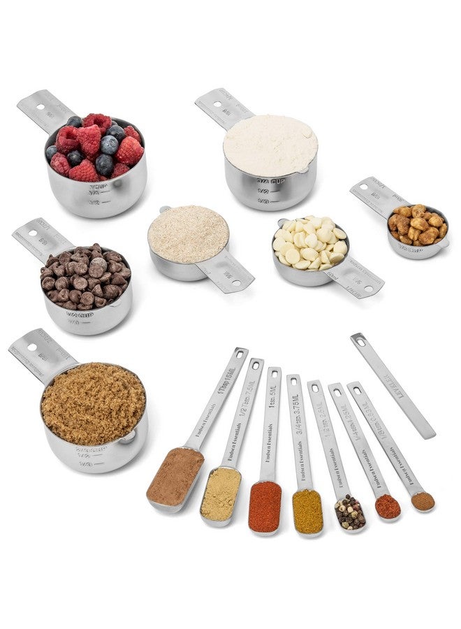 Hudson Essentials Stainless Steel Measuring Cups and Spoons Set (14 Piece Set) - Image 1