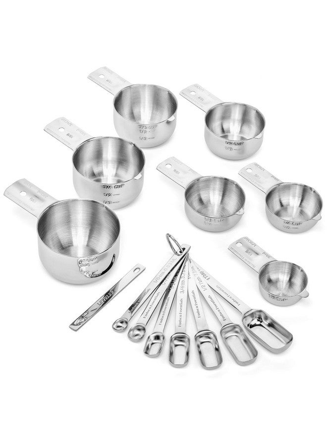 Hudson Essentials Stainless Steel Measuring Cups and Spoons Set (14 Piece Set) - Image 2
