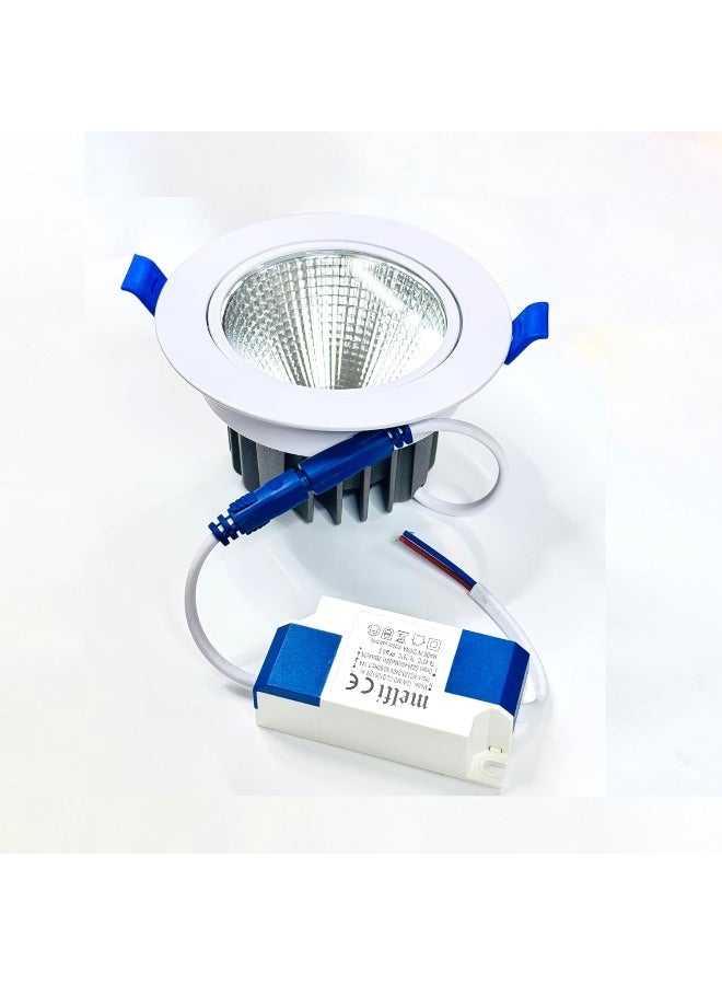 Melfi Adjustable Cob Embedded Round Led Downlight 12W 240Vac -White Ceiling Spotlight Ip20 Rated | For Indoor Home And Office Use (Daylight 6500K 1Pcs) - Image 1